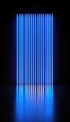 Fototapeta premium Neon Blue Light Vertical Lines
