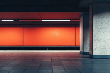 . Bus station mockup with minimalistic design, showcasing a bold advertisement on a poster.