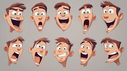 Cartoon emotions faces set for comics design, such logo. Vector version also available in gallery