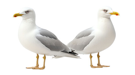 Fototapeta premium Flying seagulls isolated on white background. 