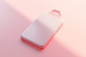 3D-rendered ID badge mockup with a soft shadow on a gradient background.
