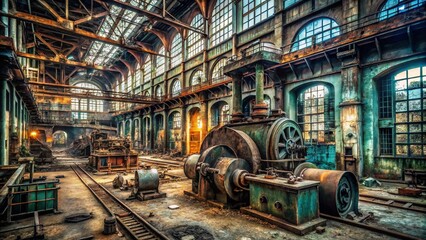 Fototapeta premium Abandoned Industrial Power Station Interior - Urban Exploration Photography