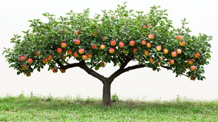 Abundant apple tree orchard harvest