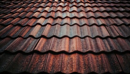 Naklejka premium Roofing texture. Red corrugated tile element of roof. Seamless pattern.