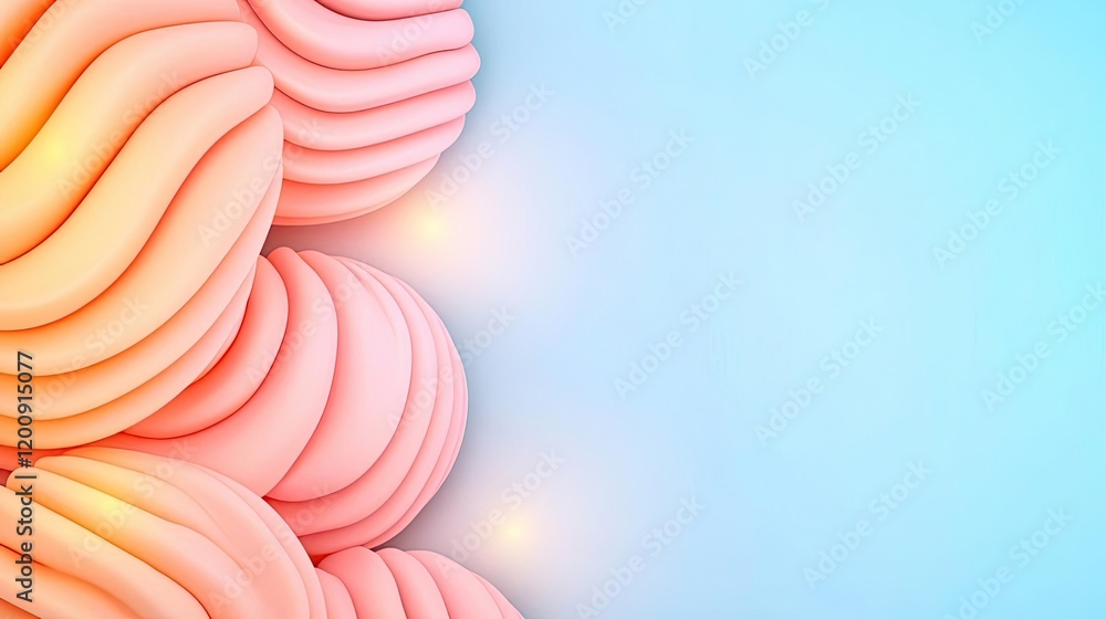 Poster Ethereal watercolor concept. Abstract colorful wave pattern with soft gradients and smooth textures for modern designs.