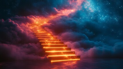 Glowing Staircase Leading to a Celestial Realm   Surreal Minimalist Landscape