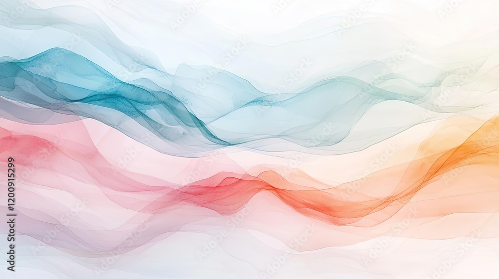 Poster ethereal watercolor concept. abstract waves of color blending seamlessly in a tranquil and artistic 