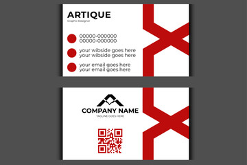 Red and white business card design professional and vector design ,, simple business card
