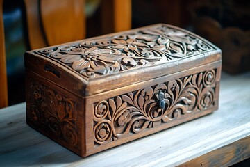 hand carved wooden box