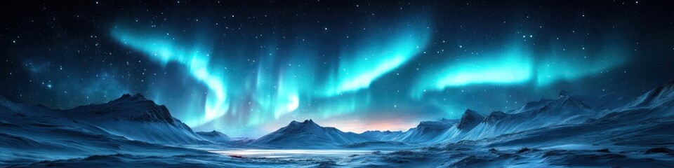 Aurora Borealis over Frozen Mountains: A Celestial Spectacle