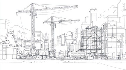 Fototapeta premium Construction Site Blueprint: Urban Development Project