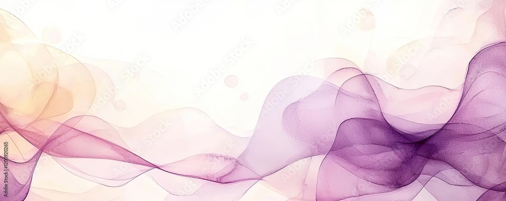 Poster Ethereal watercolor concept. Abstract colorful waves in soft tones create a calming and artistic background.