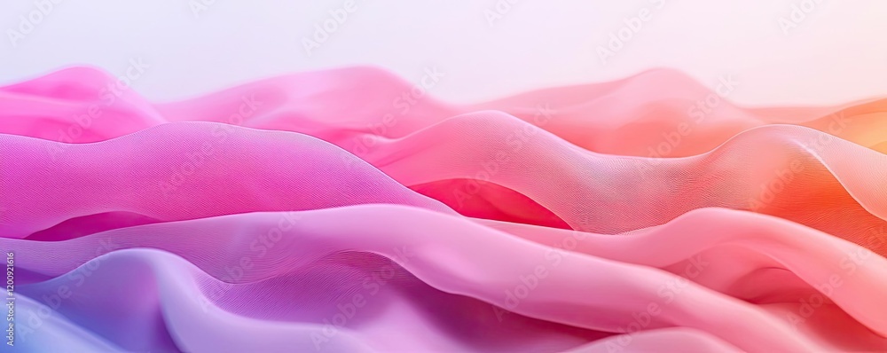 Poster Ethereal watercolor concept. Soft silk waves in pastel colors creating a calming and elegant visual effect.