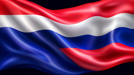 Fototapeta premium Thailand flag, wavy realistic 3D background. Vector Thai and Bangkok symbol, Asian country national banner flag of red, white and blue horizontal stripes