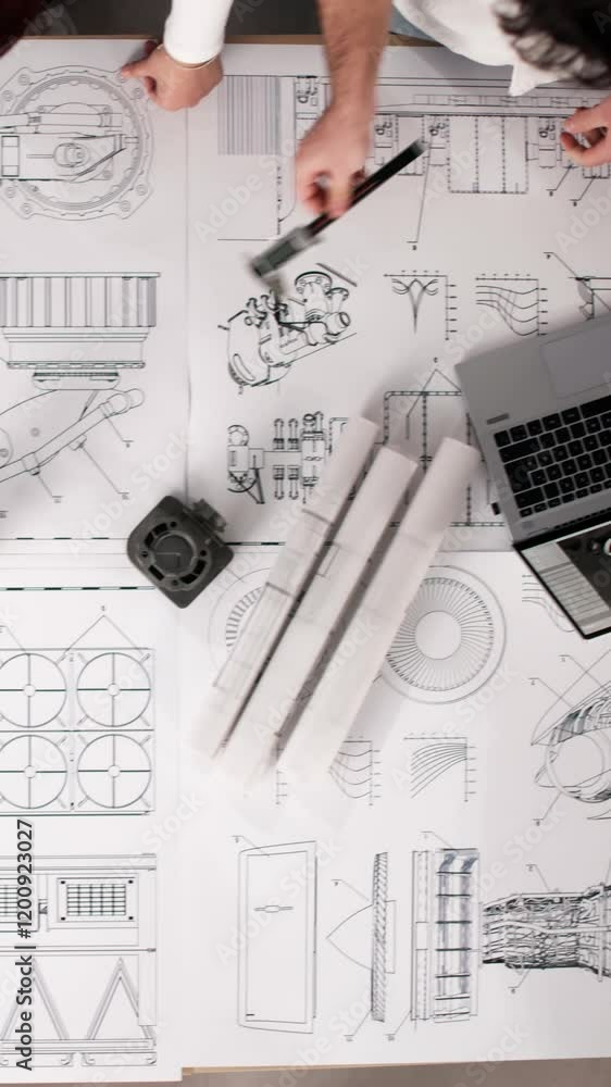 Aufkleber mechanical part design blueprint