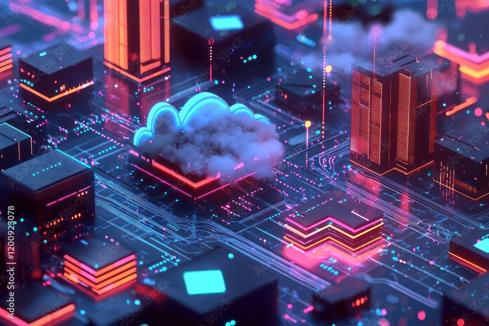 Poster cloud storage and backup services represented abstractly with secure data solutions.