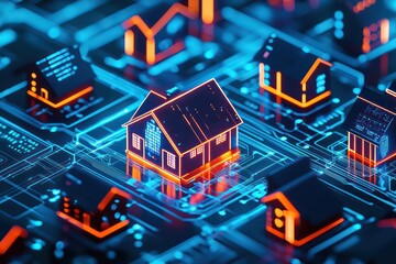 An investor evaluates real estate options and mortgage loans using a virtual icon.