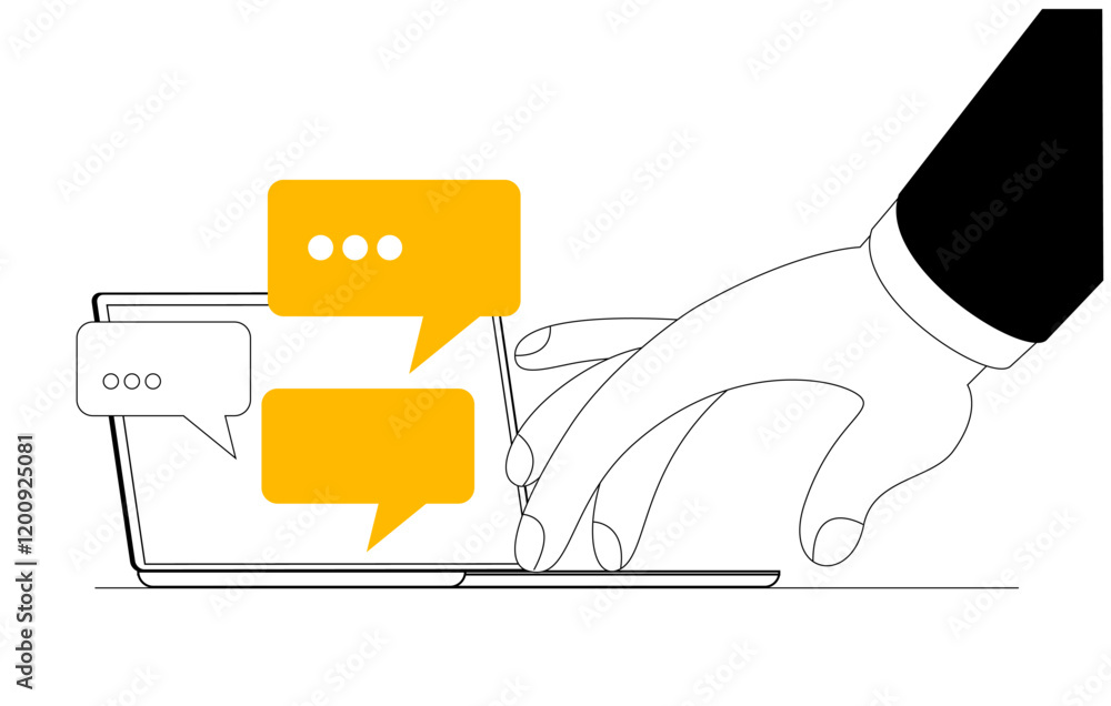 Poster the hand enters a banner into the computer from the keyboard and receives a response. a conceptual i