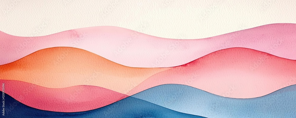Poster doodle watercolor idea. elegant abstract waves in soft colors, perfect for backgrounds or design pro