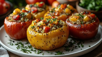 Colorful Vegan Stuffed Bell Peppers with Quinoa