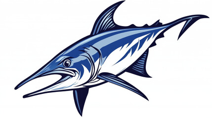 Obraz premium Big blue marlins with sharp nose isolated on white background for fishing sport design or idea of logo. Jpeg version also available in gallery