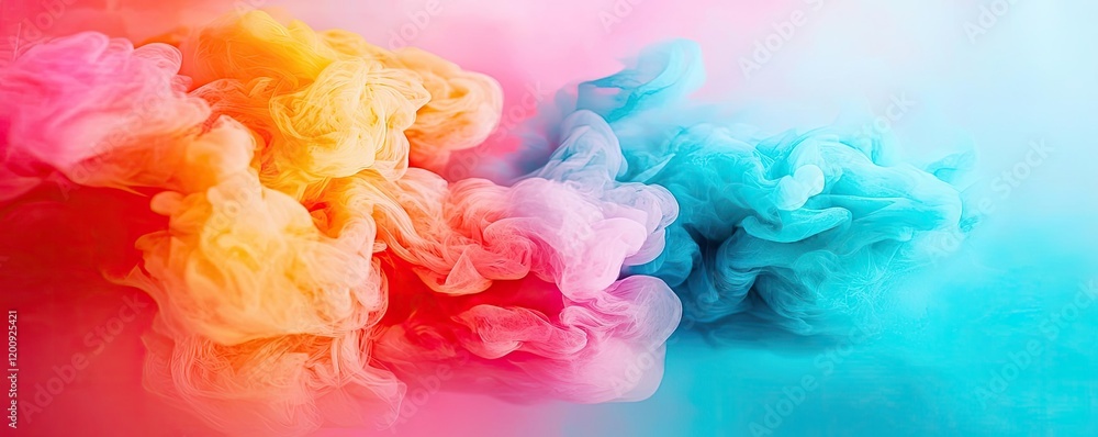 Poster ethereal watercolor concept. colorful smoke swirls create a vibrant backdrop for artistic compositio
