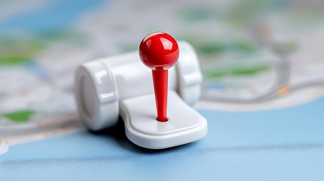 Red Navigation Pin on a Detailed Map