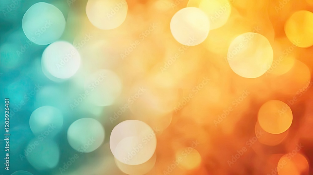 Poster ethereal watercolor concept. a vibrant blend of blue and orange bokeh lights creating a beautiful ab