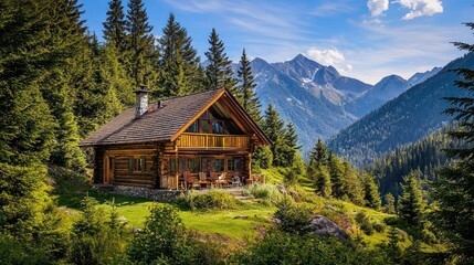 Alpine Log Cabin Retreat: Serene Mountain Escape