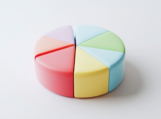 Pastel six-segment pie chart on white background.