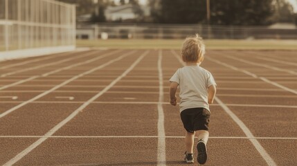 Fototapeta premium Toddler running on a track.