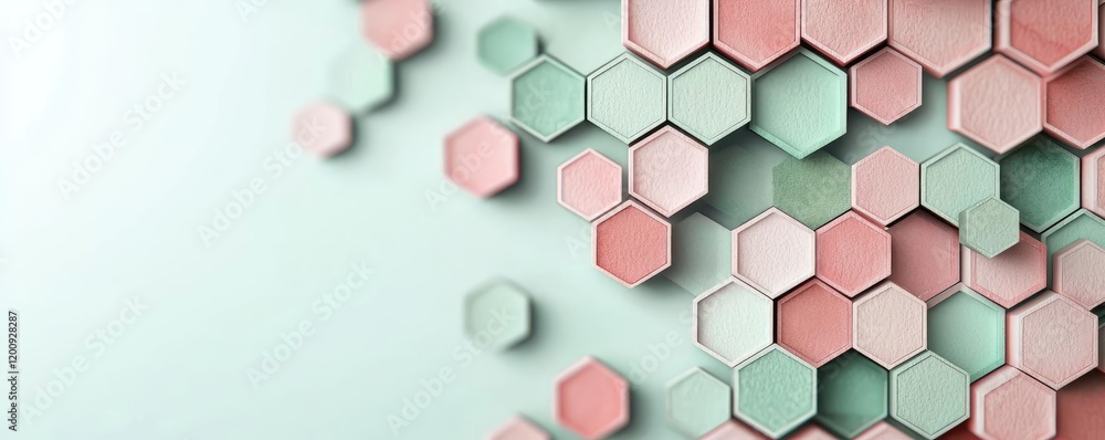 Poster geometric watercolor concept. abstract hexagonal shapes in soft pastel colors create a modern design