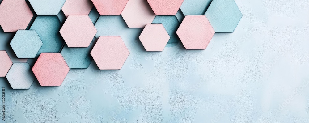 Poster geometric watercolor concept. stylish geometric hexagonal patterns in pastel colors on a modern back