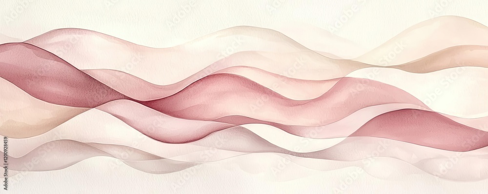 Poster light pink watercolor idea. abstract soft waves in pastel colors creating a serene visual experience