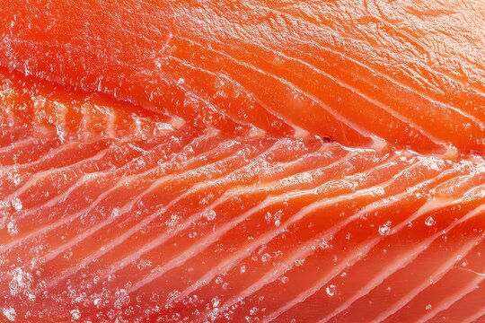 A clean and detailed photo of a fresh salmon fillet, showcasing its natural texture and color on white.