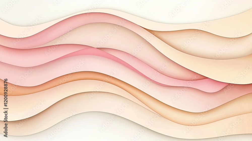 Poster light pink watercolor idea. abstract wavy shapes in soft tones creating a soothing visual experience