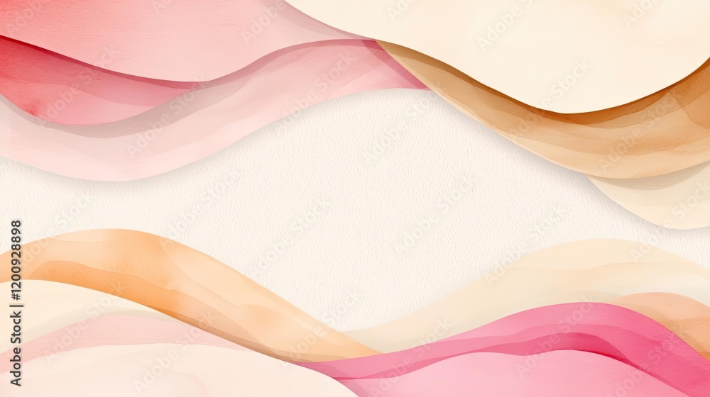 Poster Light pink watercolor idea. Soft waves of color create a tranquil and soothing abstract background.