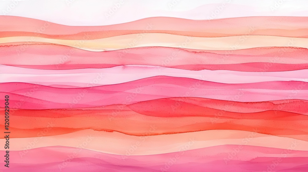 Poster light pink watercolor idea. abstract watercolor design with flowing waves in shades of pink and red,