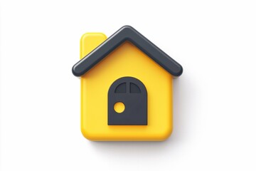 A sleek home icon representing comfort and residence.