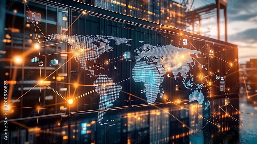 Poster Global Digital Network Visualization on Technological World Map in Data Hub : Generative AI