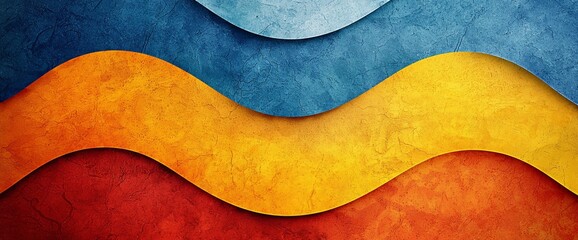 Obraz premium Abstract wavy textured background in blue, orange, and red.