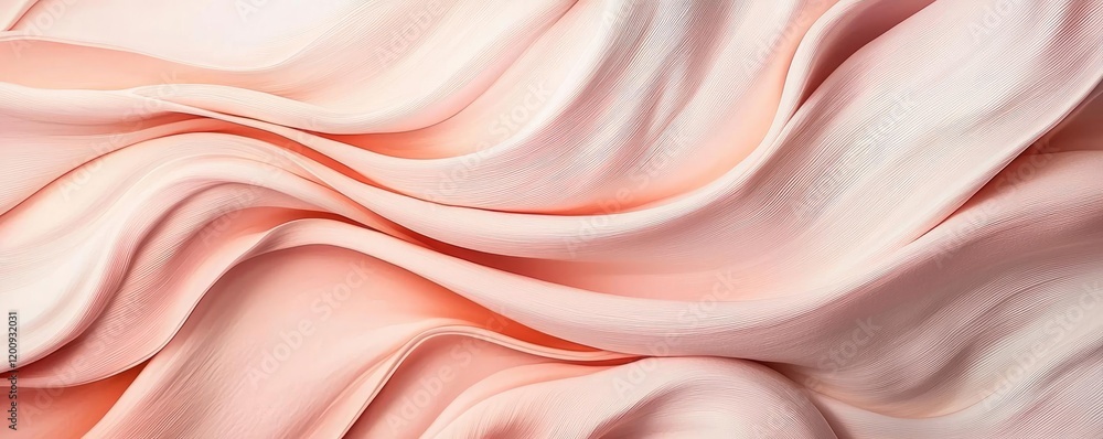 Poster light pink watercolor idea. elegant silk fabric drapes in soft peach tones, creating a luxurious and