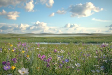 Vibrant restored grassland with diverse species