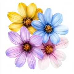 Fototapeta premium Colorful flowers bouquet, studio shot, white background, design element