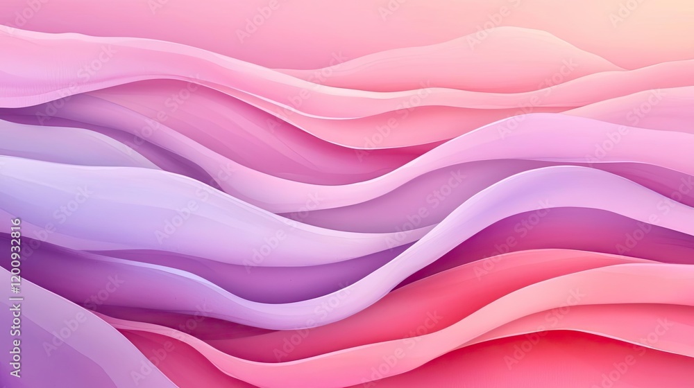 Poster light pink watercolor idea. abstract waves in pink and purple create a serene and calming atmosphere