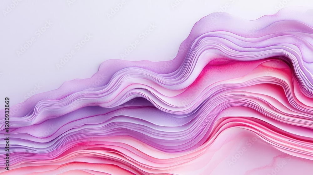 Poster light pink watercolor idea. colorful abstract waves of paper create a visually soothing design.