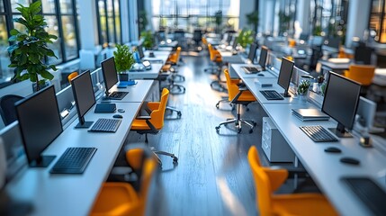 Obraz premium High-tech office with marketers balancing strategies for e-commerce, mobile apps, and online ad channels