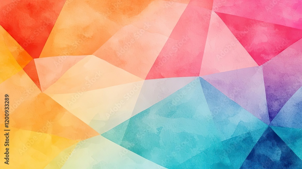 Poster geometric watercolor concept. a vibrant abstract background with colorful geometric shapes and a wat