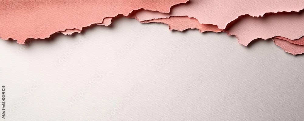 Poster light pink watercolor idea. a close-up view of torn paper layers in soft pink and white shades, crea