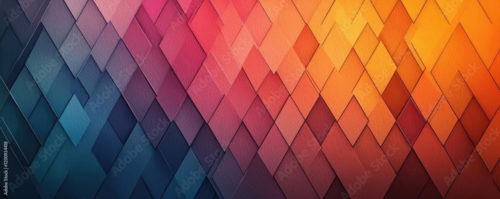 Poster Geometric watercolor concept. Vibrant geometric pattern with colorful diamond shapes in a gradient design.